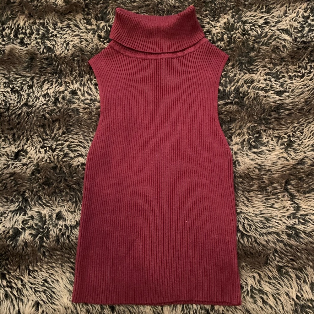 Kendall & Kylie Burgundy Ribbed Turtle Neck